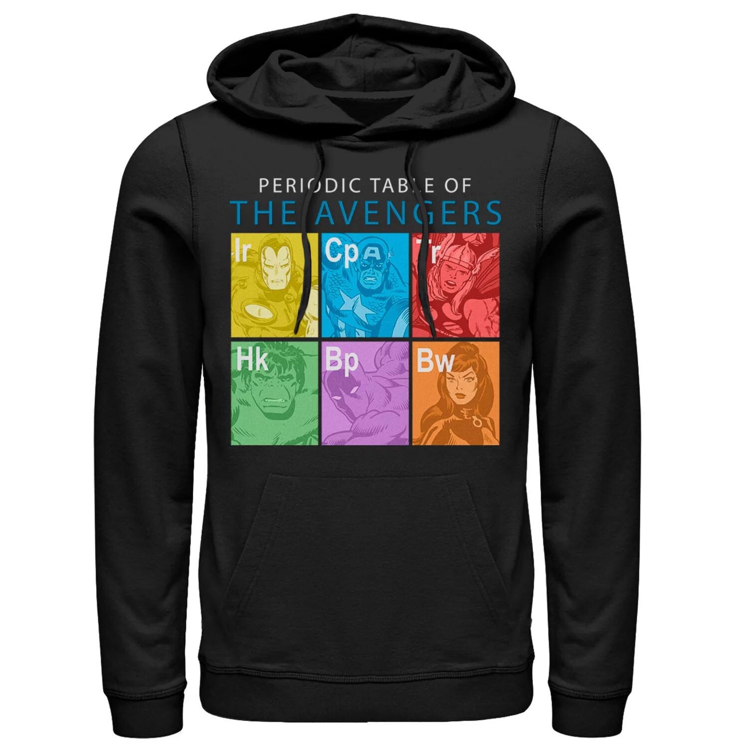Мужская толстовка с капюшоном в виде коробки с периодической таблицей Мстителей Marvel
Мужская толстовка с капюшоном в виде коробки с периодической таблицей Мстителей Marvel