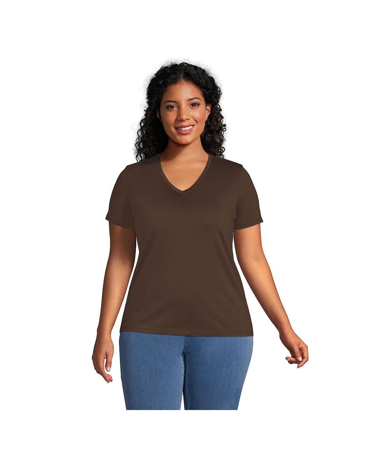Женская свободная хлопковая футболка больших размеров с v-образным вырезом и короткими рукавами Supima Lands' End
Женская свободная хлопковая футболка больших размеров с v-образным вырезом и короткими рукавами Supima Lands' End