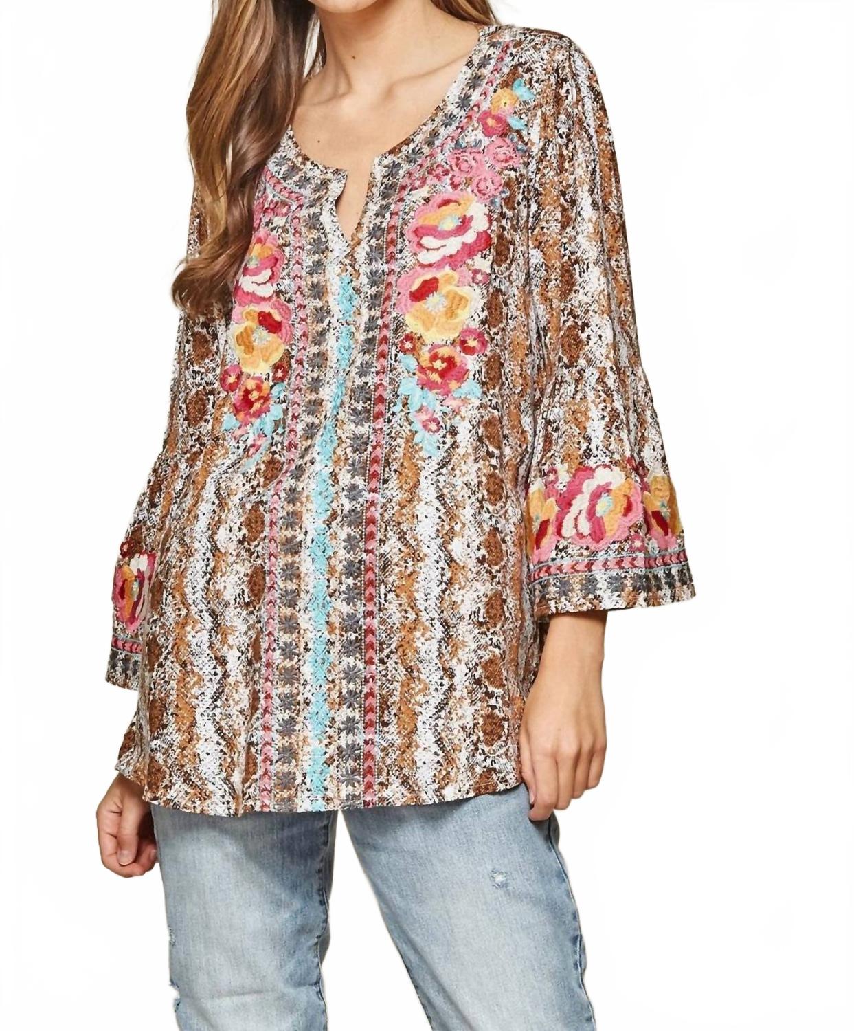 Змеиный принт Вышитая блузка в цвете мокко ANDREE BY UNIT, мокко
Змеиный принт Вышитая блузка в цвете мокко ANDREE BY UNIT, мокко