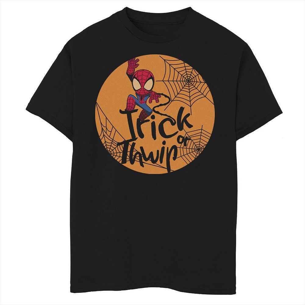 Футболка Trick Or Thwip с рисунком «Человек-паук» Marvel для мальчиков 8–20 лет на Хэллоуин, черный
Футболка Trick Or Thwip с рисунком «Человек-паук» Marvel для мальчиков 8–20 лет на Хэллоуин, черный