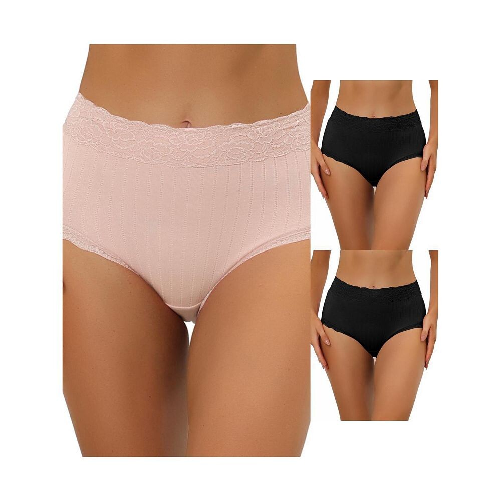 3 упаковки женского нижнего белья с высокой талией, удобные трусики в рубчик с кружевной отделкой ALLEGRA K, цвет Black Beige Pink
3 упаковки женского нижнего белья с высокой талией, удобные трусики в рубчик с кружевной отделкой ALLEGRA K, цвет Black Beige Pink
