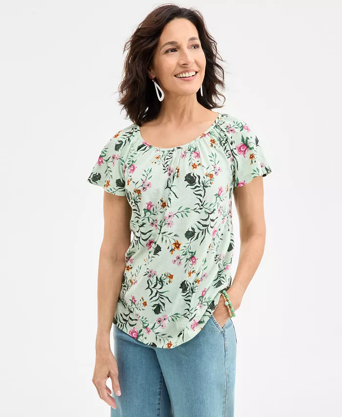 Женский вязаный топ с круглым вырезом и расклешенными рукавами, с принтом Style & Co, зеленый
Женский вязаный топ с круглым вырезом и расклешенными рукавами, с принтом Style & Co, зеленый