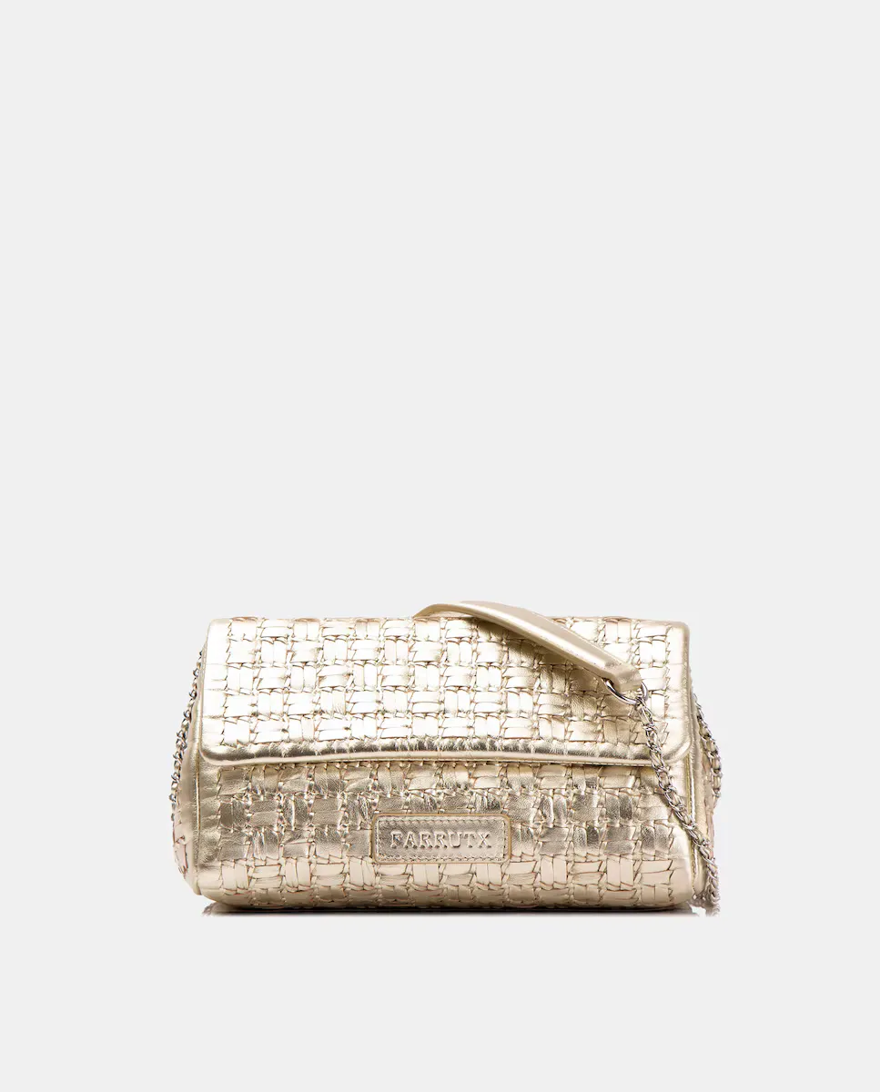 Женская сумка через плечо из плетеной кожи платинового цвета Farrutx, золотой
Женская сумка через плечо из плетеной кожи платинового цвета Farrutx, золотой