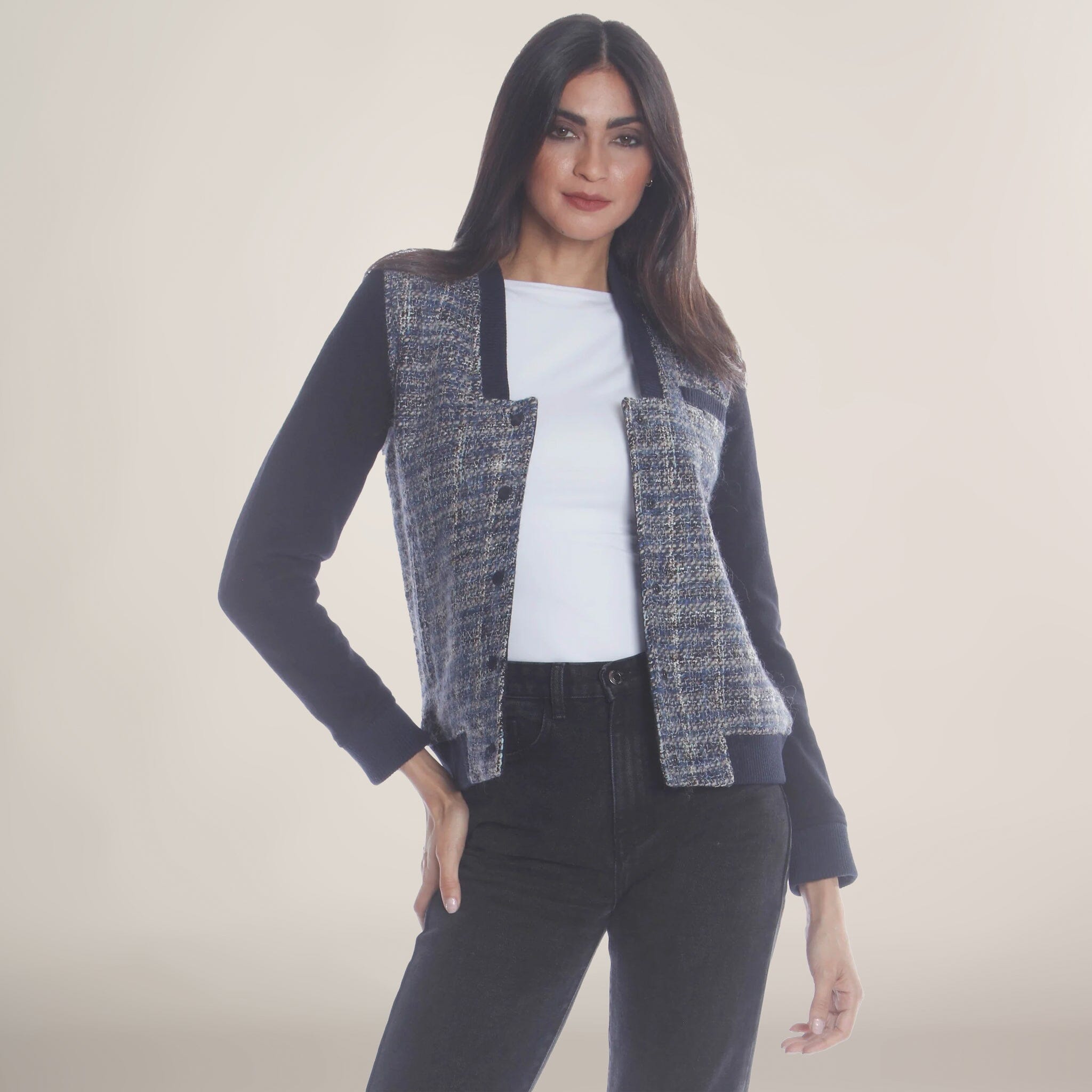 Женская обновленная твидовая университетская куртка с контрастными рукавами Members Only, темно-синий
Женская обновленная твидовая университетская куртка с контрастными рукавами Members Only, темно-синий