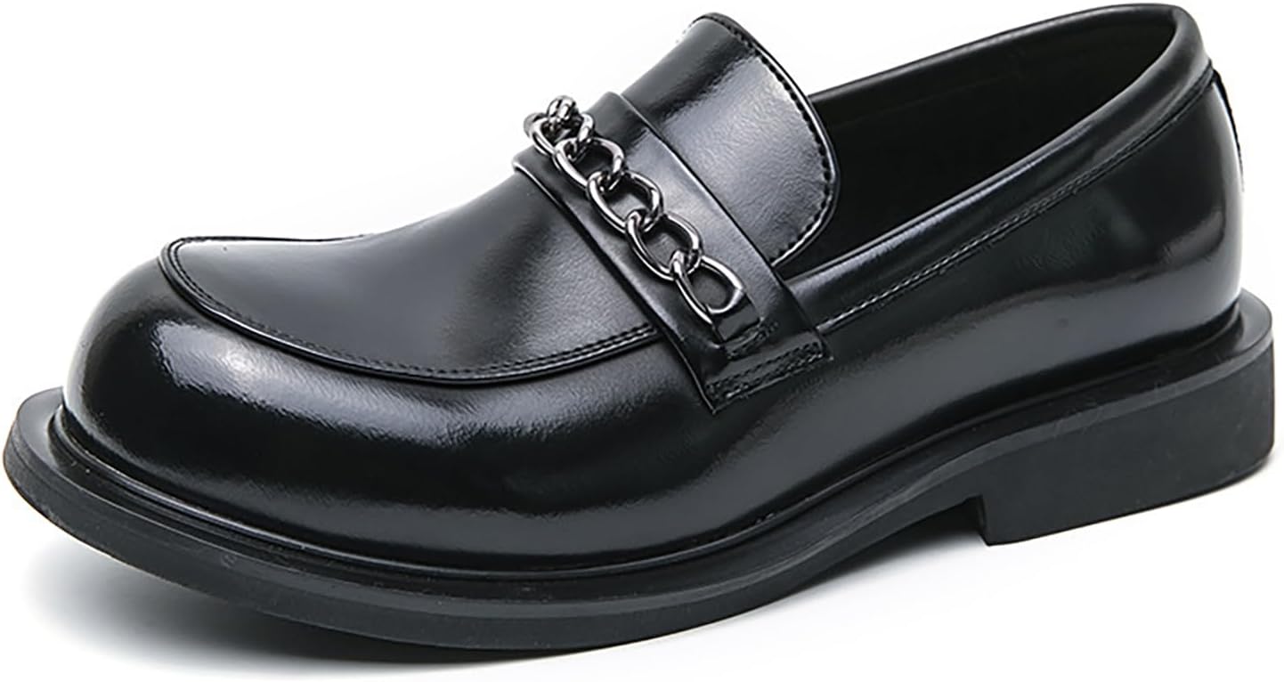 Мужские кожаные лоферы FAGLKAK с цепочкой на платформе, модные, роскошные, с круглым носком, без шнуровки, нескользящие, для деловой работы и офиса, черный
Мужские кожаные лоферы FAGLKAK с цепочкой на платформе, модные, роскошные, с круглым носком, без шнуровки, нескользящие, для деловой работы и офиса, черный