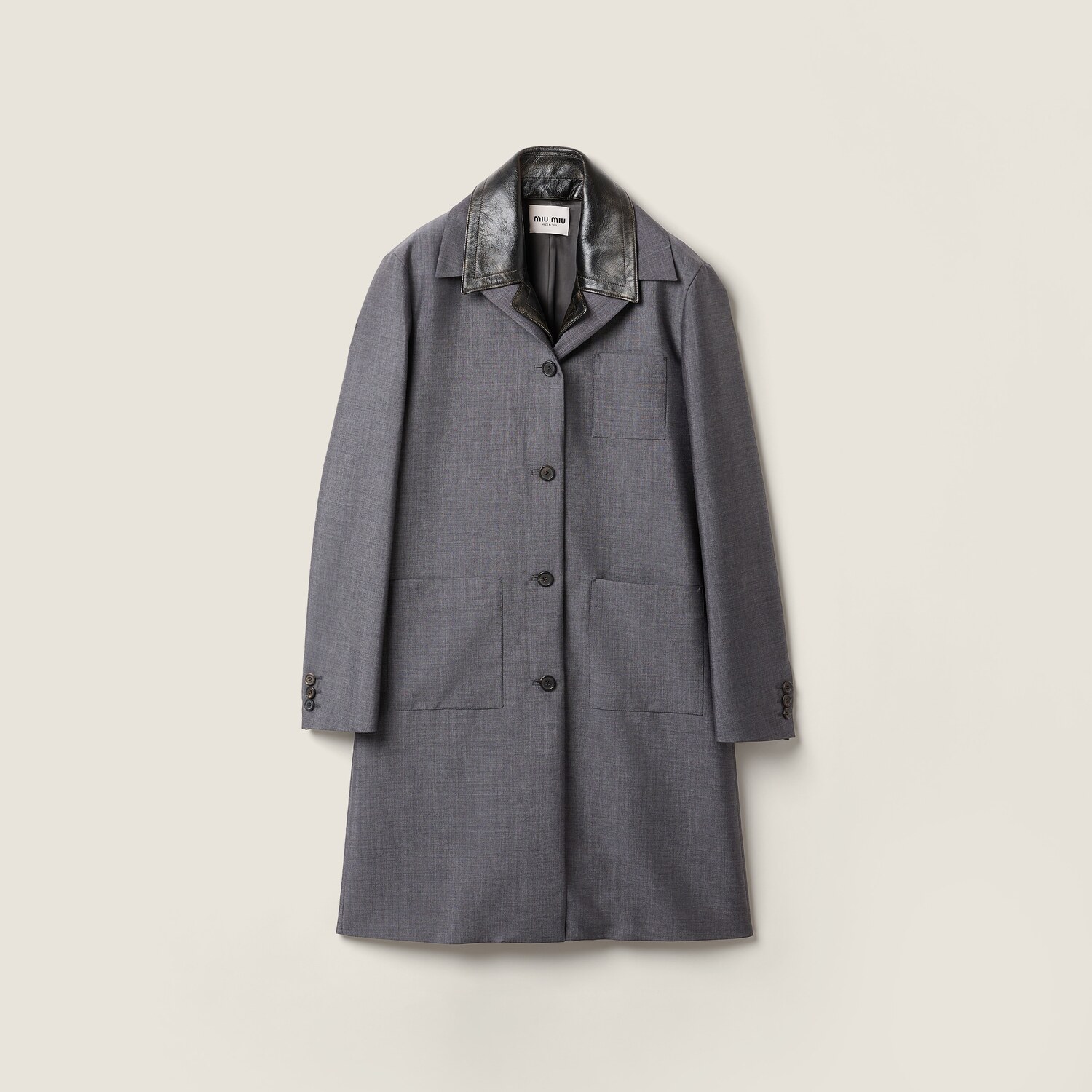 Однобортное пальто из детского мохера и кожи MIU MIU, серый
Однобортное пальто из детского мохера и кожи MIU MIU, серый