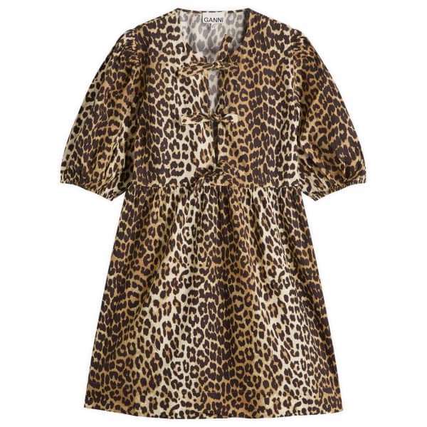 Мини-Платье из хлопка с принтом и завязками Ganni, цвет leopard
Мини-Платье из хлопка с принтом и завязками Ganni, цвет leopard