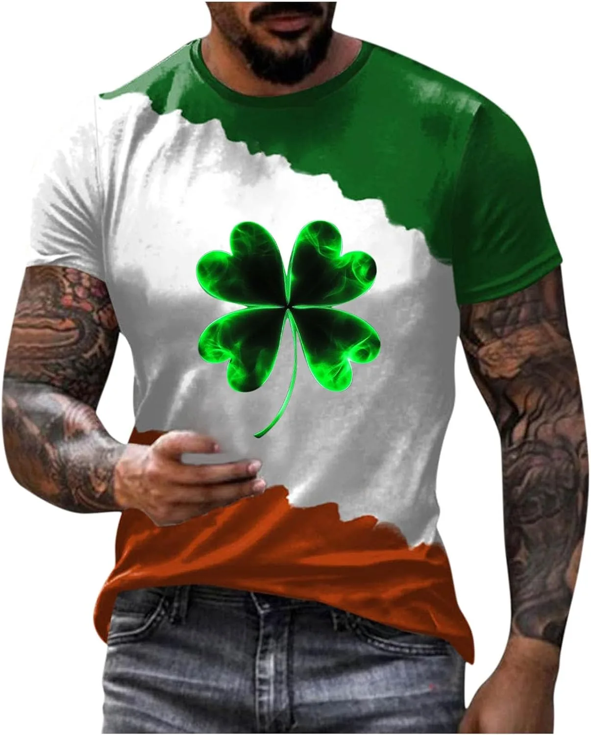 Мужская футболка Plus Size с принтом клевера St Patrick's Day
Мужская футболка Plus Size с принтом клевера St Patrick's Day