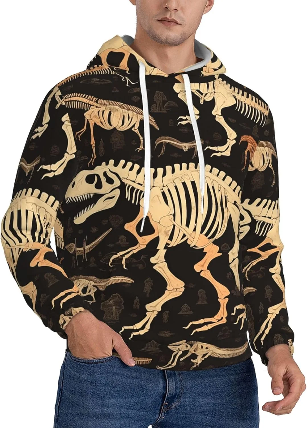 Мужская худи с подкладкой из флиса и принтом скелета динозавра FHEBNDS
Мужская худи с подкладкой из флиса и принтом скелета динозавра FHEBNDS