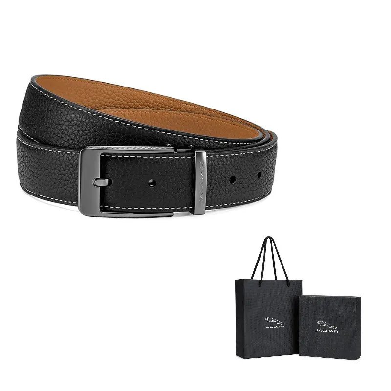 JAGUAR Мужской кожаный ремень из коровьей кожи черный шириной 3.4 см, Black 
JAGUAR Мужской кожаный ремень из коровьей кожи черный шириной 3.4 см, Black
