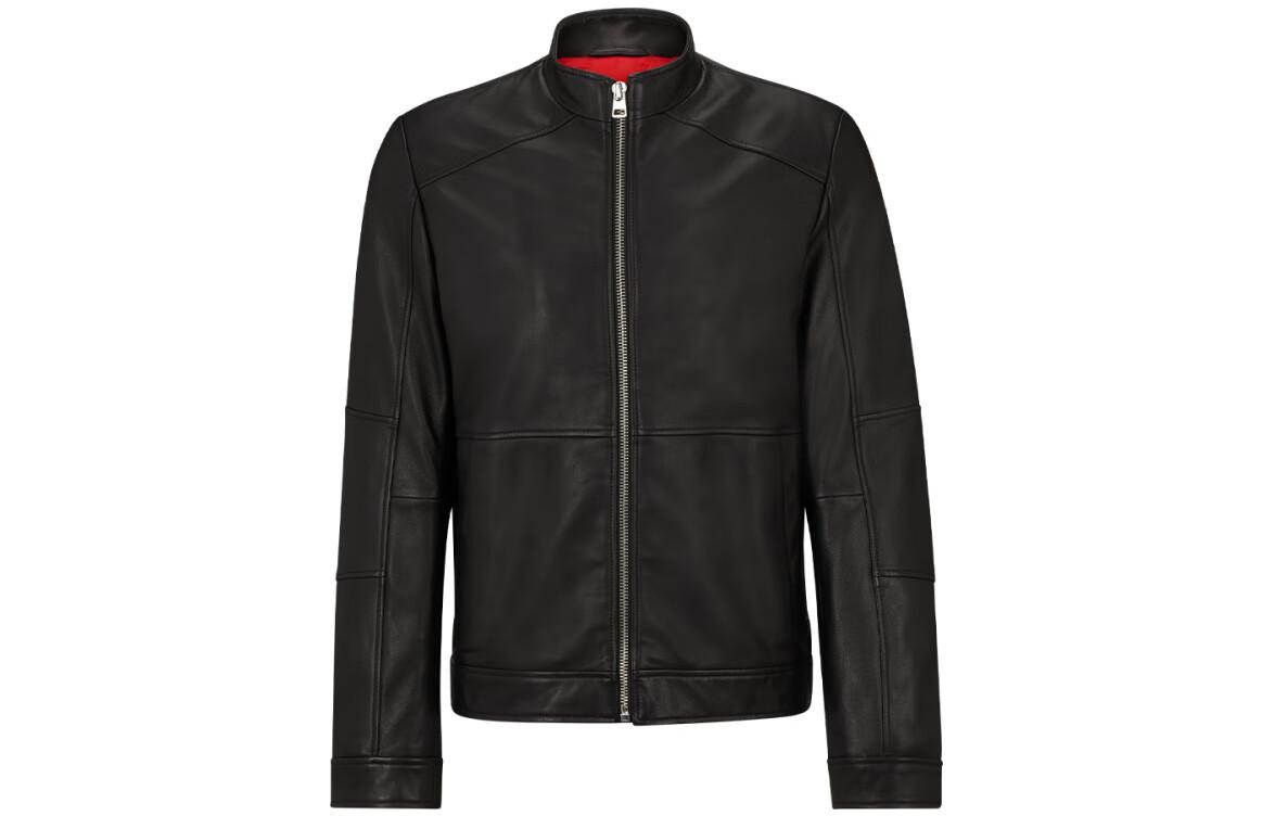 HUGO BOSS Кожаная куртка мужская черная, Black 
HUGO BOSS Кожаная куртка мужская черная, Black