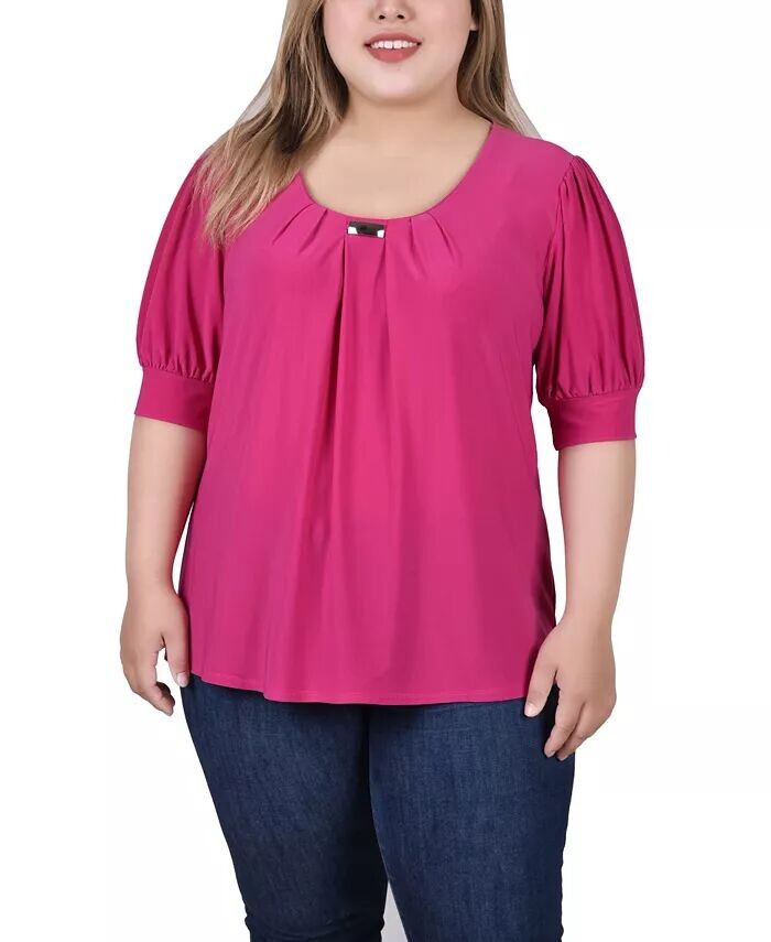 Топ больших размеров с короткими рукавами-фонариками и фурнитурой NY Collection, розовый
Топ больших размеров с короткими рукавами-фонариками и фурнитурой NY Collection, розовый