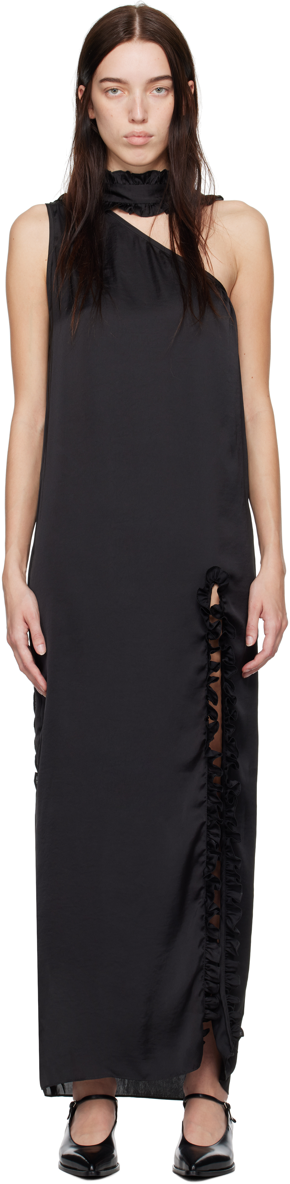Эксклюзивное платье Арета макси от SSENSE Kika Vargas, черный 
Эксклюзивное платье Арета макси от SSENSE Kika Vargas, черный