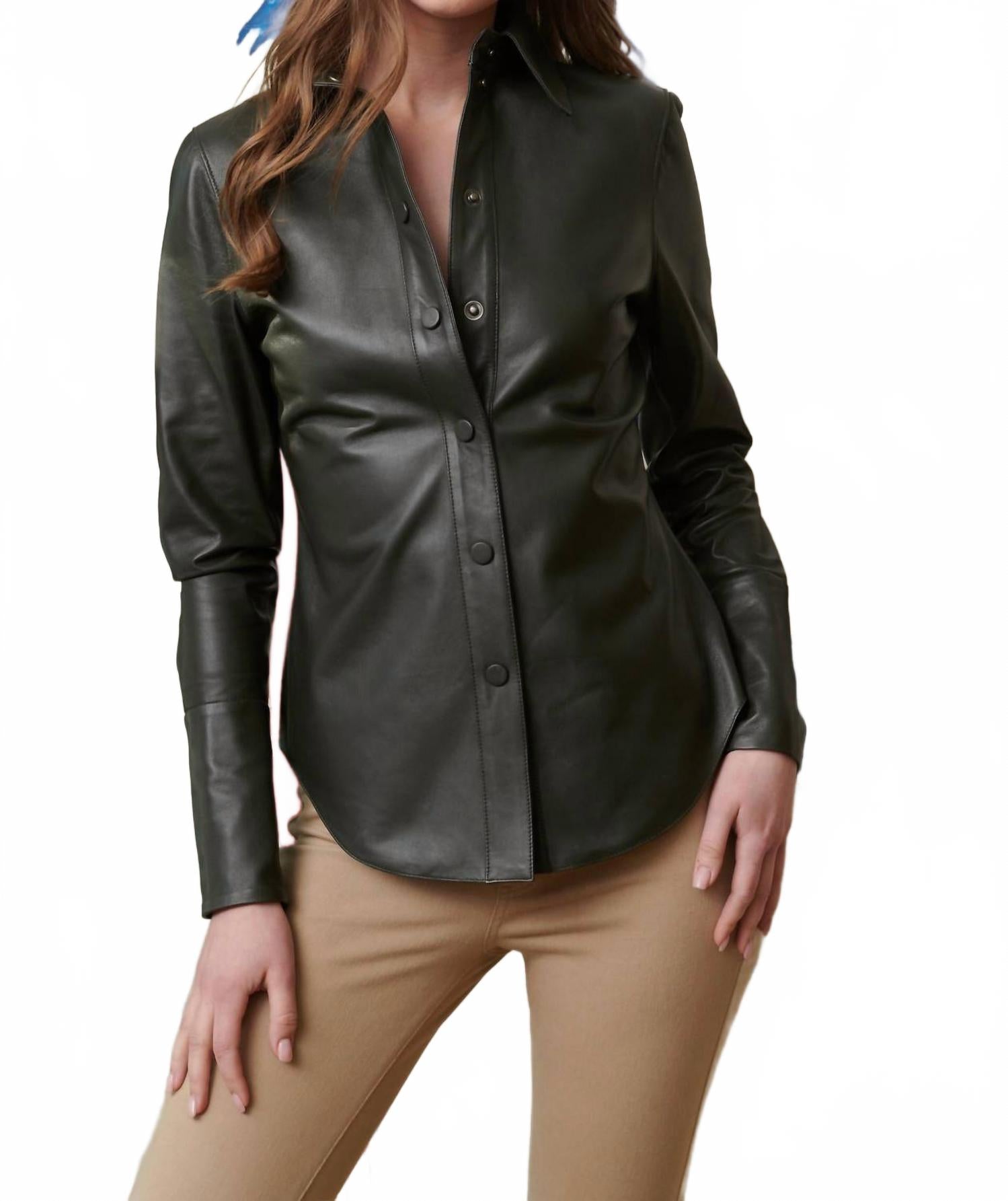 Винтажная кожаная блузка Sylvie из сосны Jakett, Pine
Винтажная кожаная блузка Sylvie из сосны Jakett, Pine