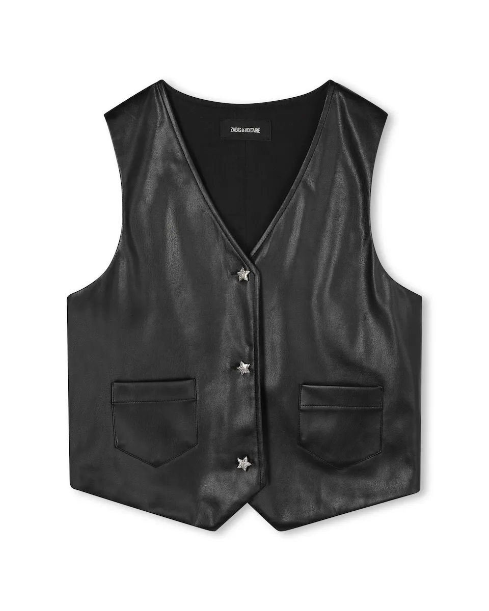 Детский вязаный жилет черного цвета без рукавов Zadig & Voltaire
Детский вязаный жилет черного цвета без рукавов Zadig & Voltaire