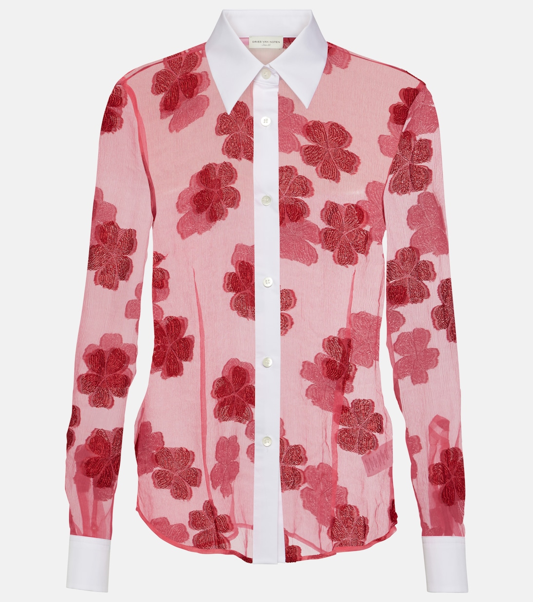 Рубашка из хлопкового жаккарда с цветочным рисунком Dries Van Noten, розовый
Рубашка из хлопкового жаккарда с цветочным рисунком Dries Van Noten, розовый