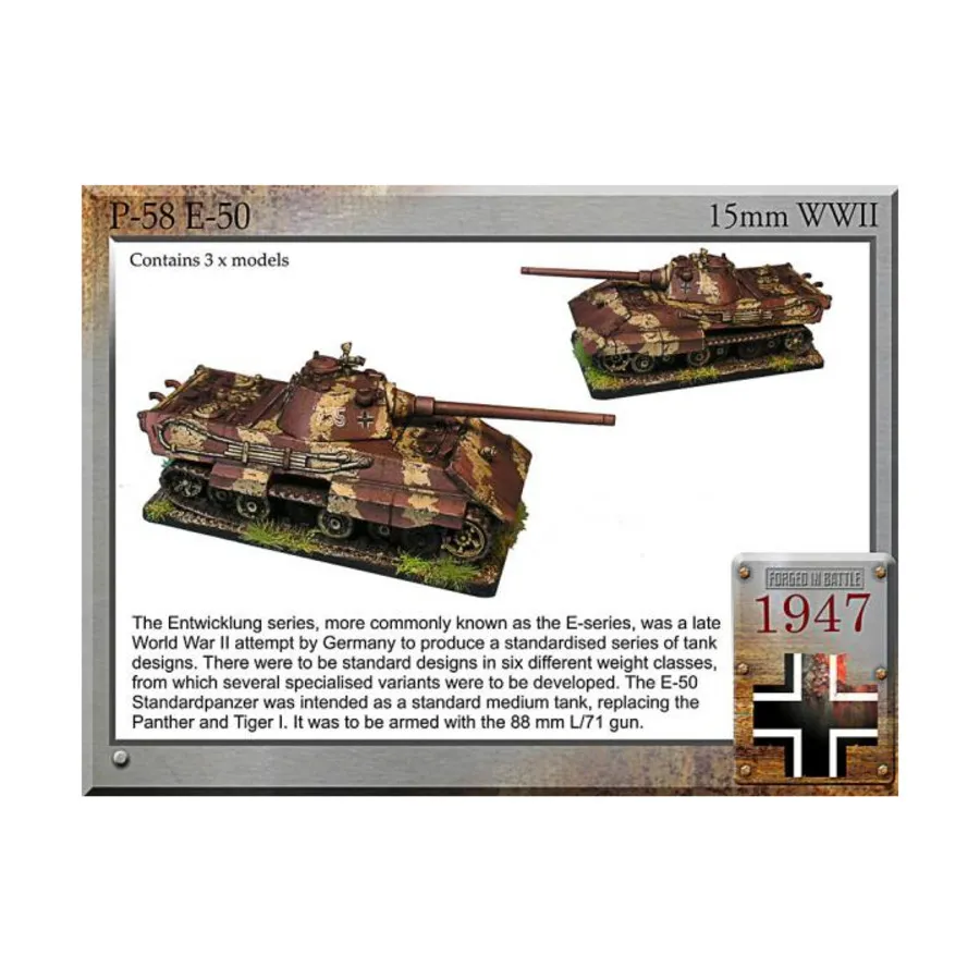 Стандартный танк E-50, WWII Miniatures - German Vehicles (15mm)
Стандартный танк E-50, WWII Miniatures - German Vehicles (15mm)