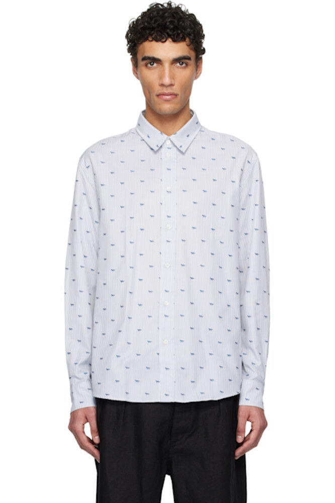 Повседневная рубашка в полоску серо-белого цвета Profile Fox Maison Kitsuné
Повседневная рубашка в полоску серо-белого цвета Profile Fox Maison Kitsuné