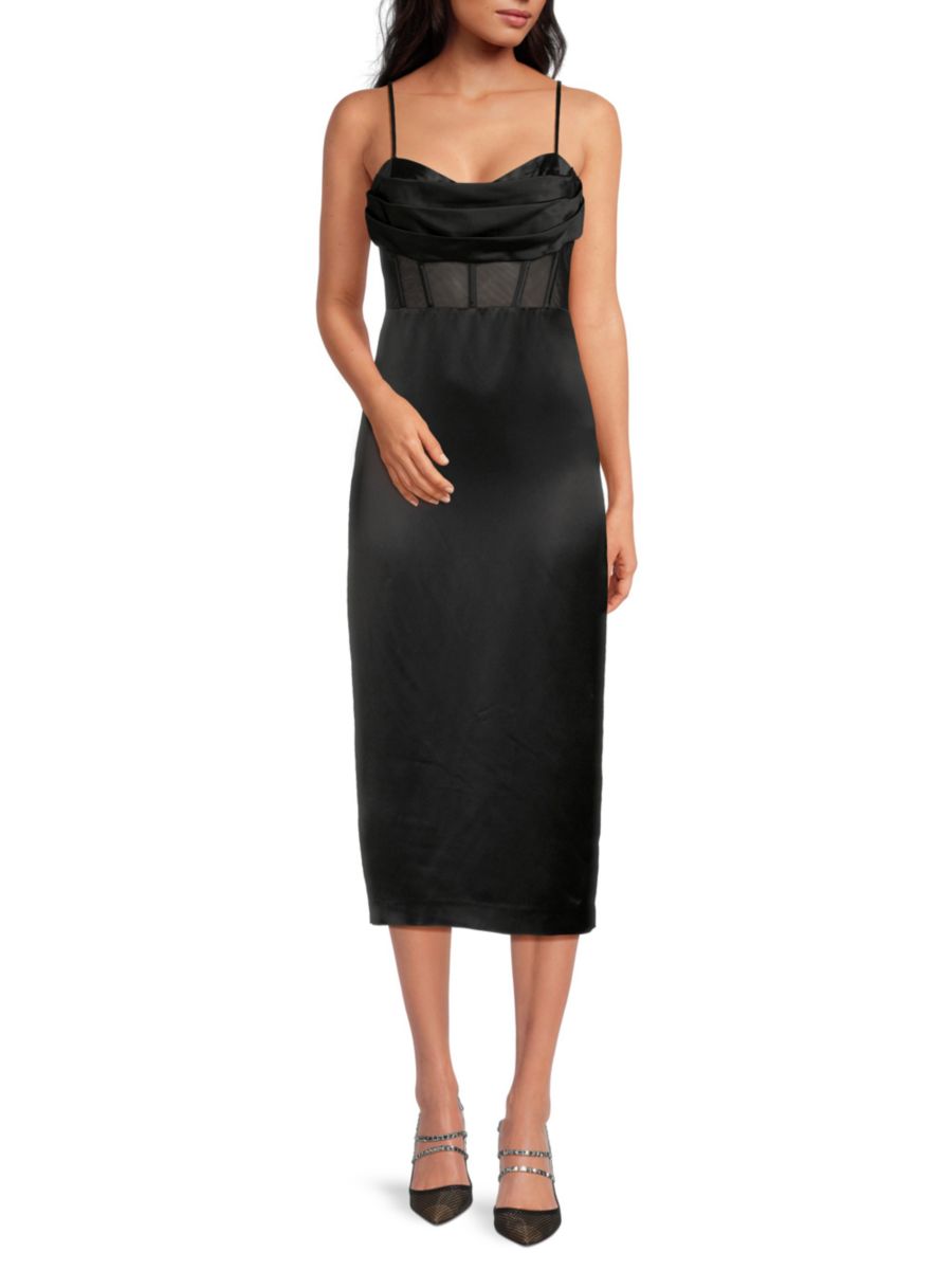 Платье-миди Nakai с драпировкой Cami NYC, черный
Платье-миди Nakai с драпировкой Cami NYC, черный