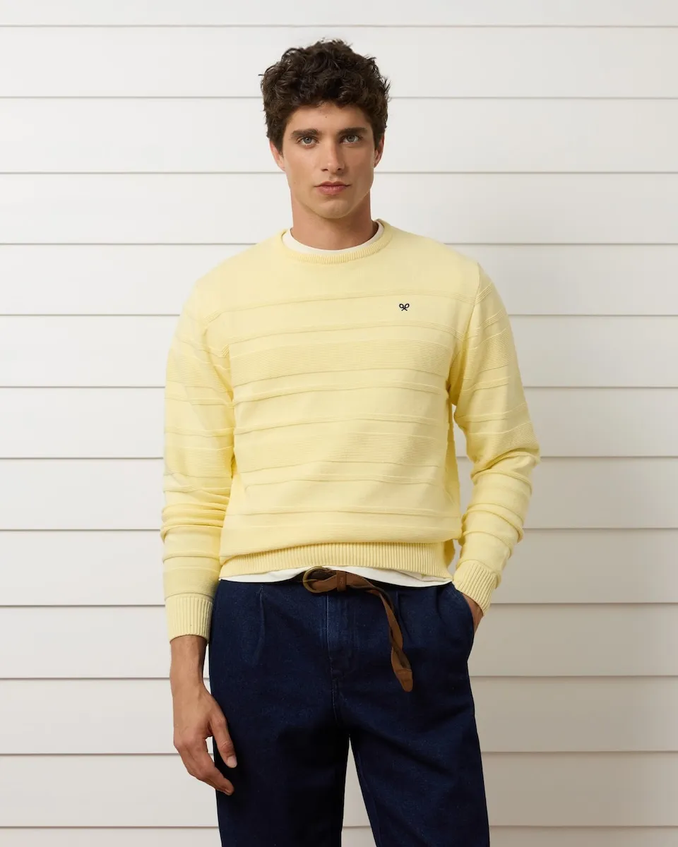 Мужской свитер с плетеным мини-логотипом Silbon, желтый 
Мужской свитер с плетеным мини-логотипом Silbon, желтый