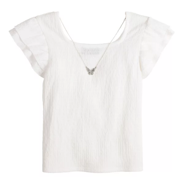 Топ с квадратным вырезом и короткими рукавами для девочек 4–16 лет Iz Byer, белый
Топ с квадратным вырезом и короткими рукавами для девочек 4–16 лет Iz Byer, белый