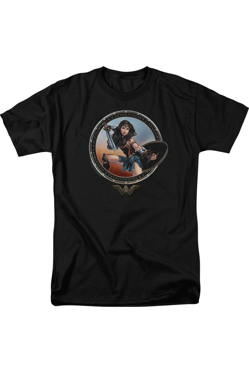 Футболка с коротким рукавом для взрослых «Чудо-женщина» в стиле «Боевая поза» Wonder Woman Movie, черный 
Футболка с коротким рукавом для взрослых «Чудо-женщина» в стиле «Боевая поза» Wonder Woman Movie, черный