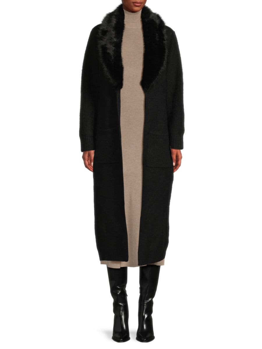 Удлиненный кардиган в рубчик из искусственного меха Saks Fifth Avenue, черный
Удлиненный кардиган в рубчик из искусственного меха Saks Fifth Avenue, черный