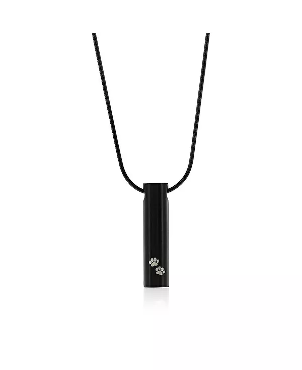 Цилиндр из нержавеющей стали, черный, с отпечатком лапы, в форме урны для кремации Metallo, black