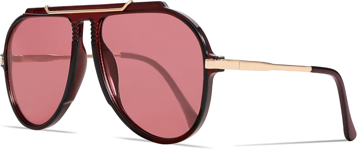 Большие солнцезащитные очки-авиаторы для женщин и мужчин, ретро 70-х годов, золотистый металлик, квадратная форма, не спутываются GUVIVI, Wine Red Frame - Wine Red Lens
Большие солнцезащитные очки-авиаторы для женщин и мужчин, ретро 70-х годов, золотистый металлик, квадратная форма, не спутываются GUVIVI, Wine Red Frame - Wine Red Lens