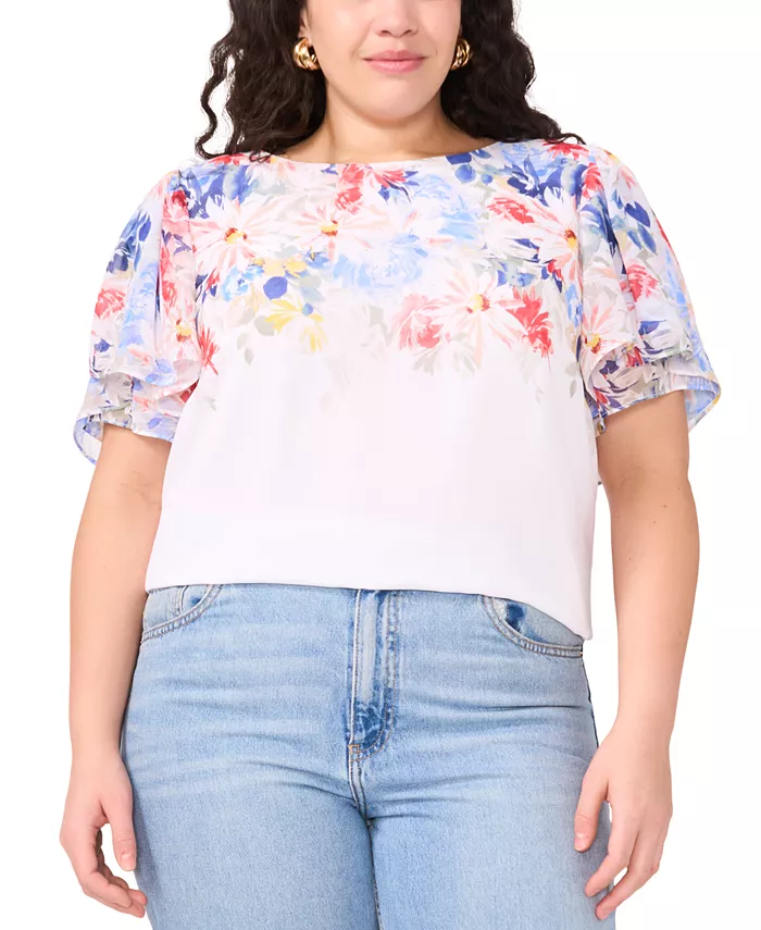 Блузка с принтом и тюльпанообразными рукавами больших размеров Vince Camuto, белый
Блузка с принтом и тюльпанообразными рукавами больших размеров Vince Camuto, белый
