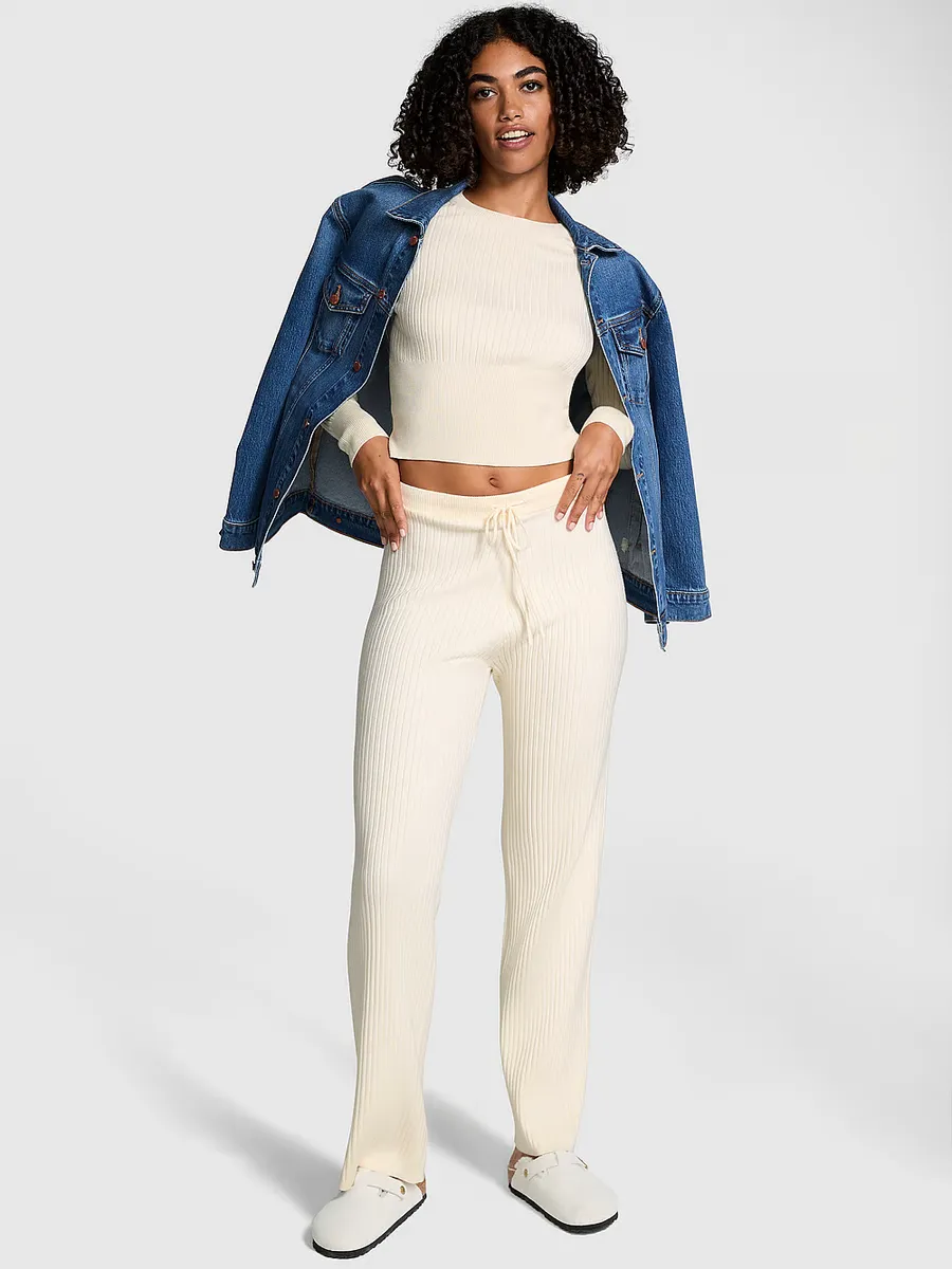 Брюки для отдыха в рубчик Pink, белый 
Брюки для отдыха в рубчик Pink, белый