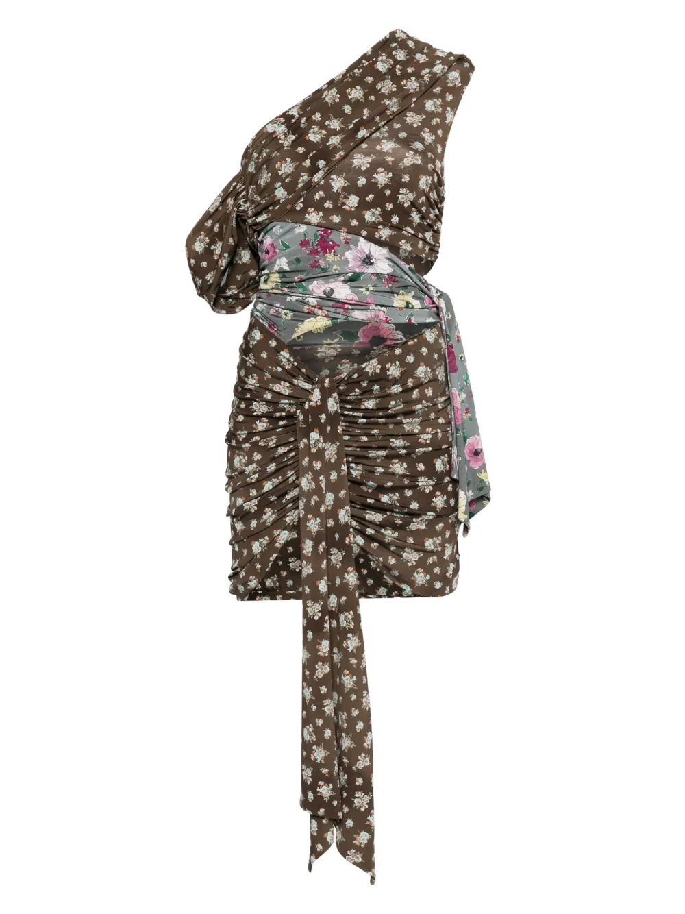 Мини-платье на одно плечо в стиле пэчворк The Attico, коричневый
Мини-платье на одно плечо в стиле пэчворк The Attico, коричневый