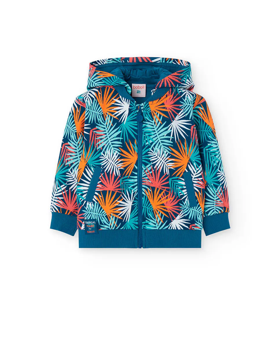 Куртка для мальчика из хлопка с тропическим принтом Boboli, многоцветный 
Куртка для мальчика из хлопка с тропическим принтом Boboli, многоцветный