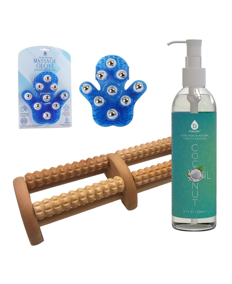 Набор для релаксации: массажная перчатка в форме ладони, деревянный массажер для ног и фракционированное кокосовое масло PURSONIC, мультколор
Набор для релаксации: массажная перчатка в форме ладони, деревянный массажер для ног и фракционированное кокосовое масло PURSONIC, мультколор