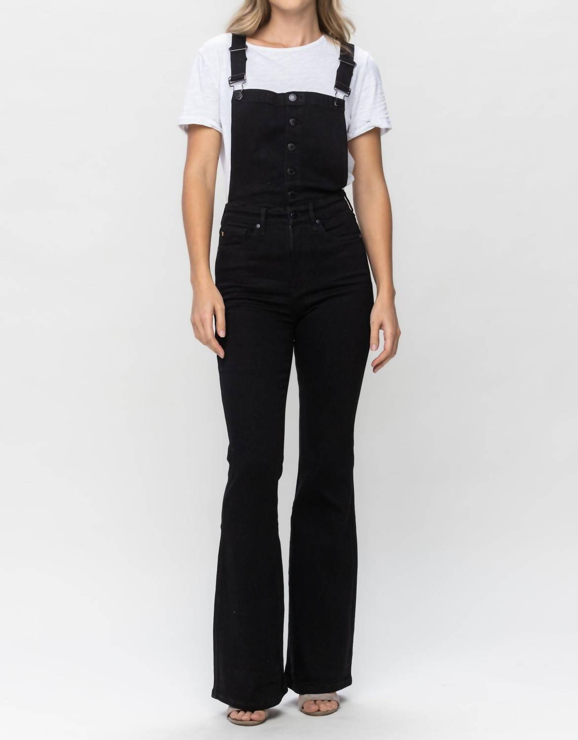 Джинсы-комбинезон с высокой талией и утягивающим верхом в стиле ретро, расклешенные, черного цвета Judy Blue
Джинсы-комбинезон с высокой талией и утягивающим верхом в стиле ретро, расклешенные, черного цвета Judy Blue