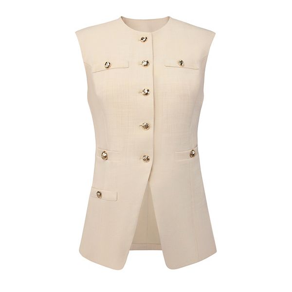 Женский летний жилет-топ без рукавов с круглым вырезом и пуговицами Inspire Chic, Beige
Женский летний жилет-топ без рукавов с круглым вырезом и пуговицами Inspire Chic, Beige