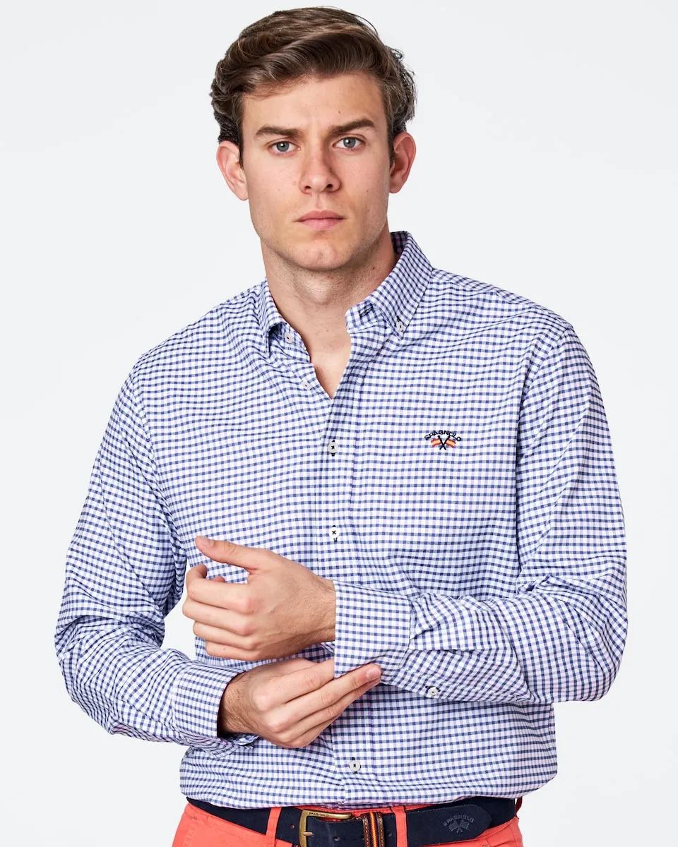Мужская оксфордская рубашка классического кроя в синюю клетку Spagnolo, синий
Мужская оксфордская рубашка классического кроя в синюю клетку Spagnolo, синий