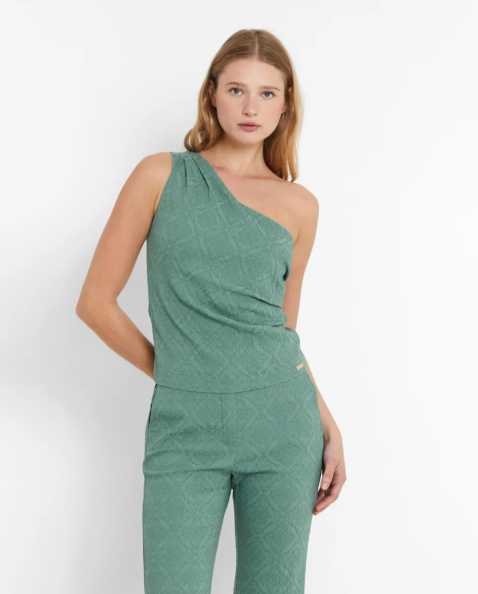 Женский топ асимметричный жаккард Trucco, бирюзовый
Женский топ асимметричный жаккард Trucco, бирюзовый