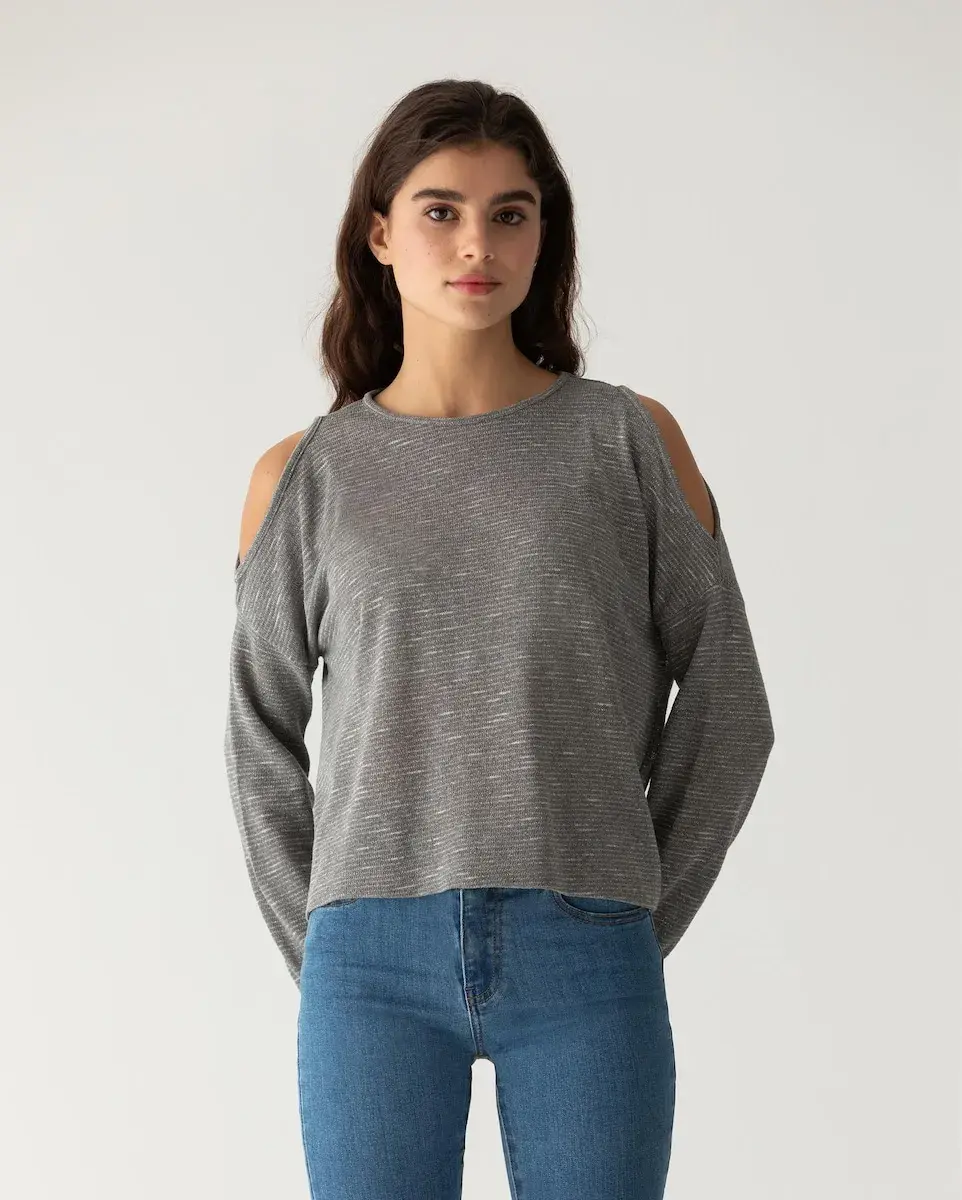 Женская футболка с длинным рукавом и открытыми плечами Noon, серый
Женская футболка с длинным рукавом и открытыми плечами Noon, серый