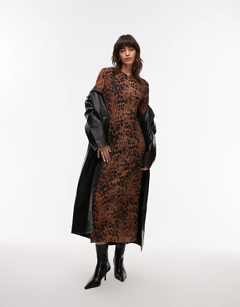 Платье мидакси с принтом бэмби в коричневом цвете Topshop 
Платье мидакси с принтом бэмби в коричневом цвете Topshop