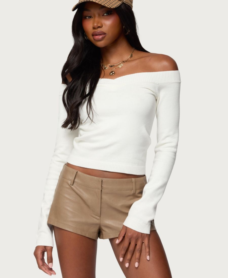 Женский вязаный топ Leatrice с открытыми плечами Edikted, White
Женский вязаный топ Leatrice с открытыми плечами Edikted, White