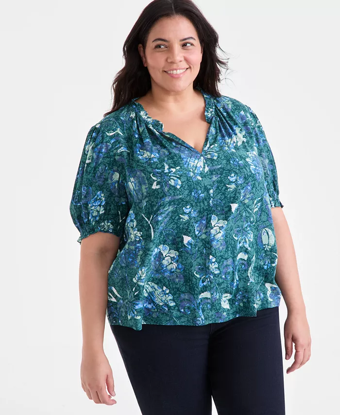 Блузка больших размеров с принтом и оборками Style & Co, зеленый
Блузка больших размеров с принтом и оборками Style & Co, зеленый