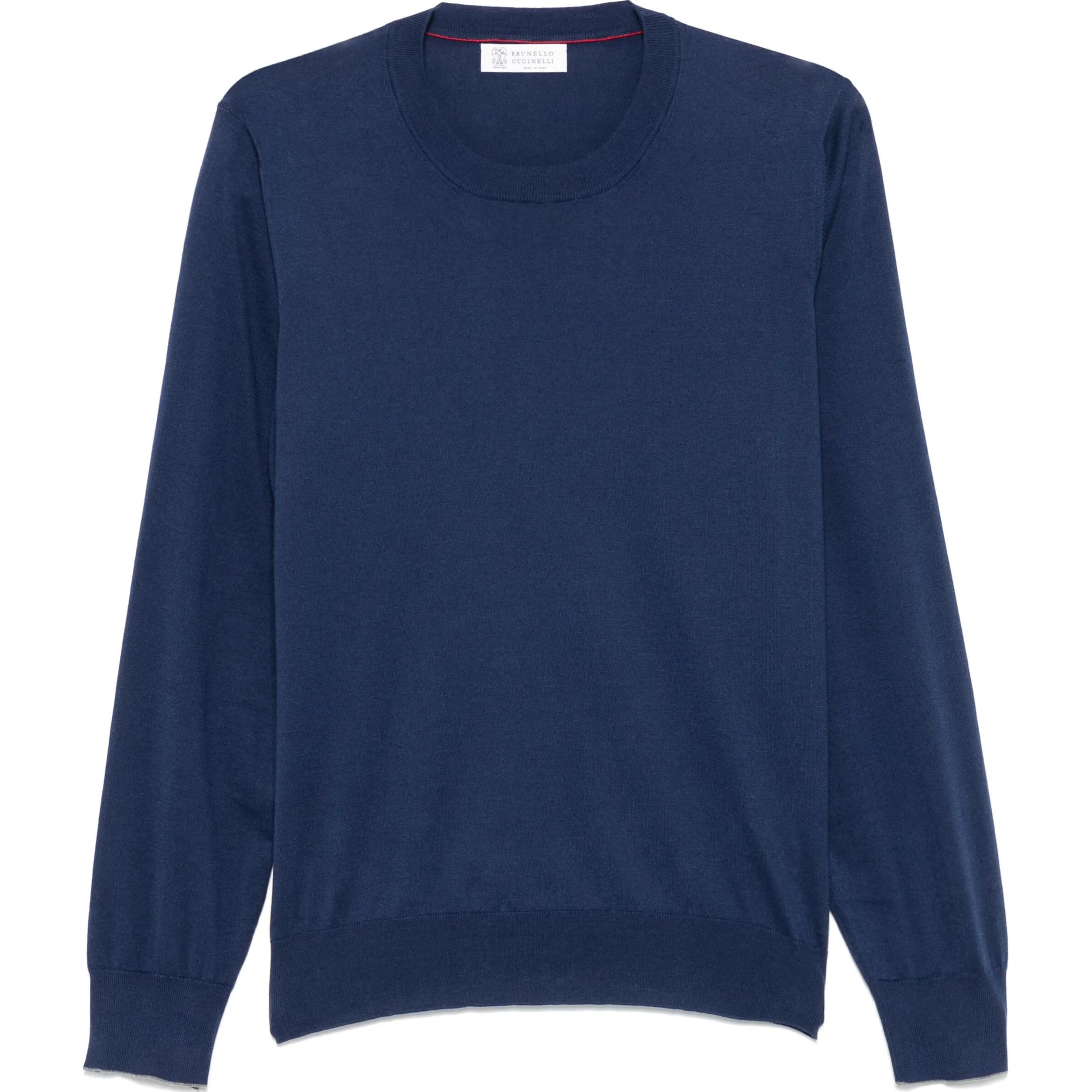 Вязаный свитер с круглым вырезом Brunello Cucinelli, синий
Вязаный свитер с круглым вырезом Brunello Cucinelli, синий