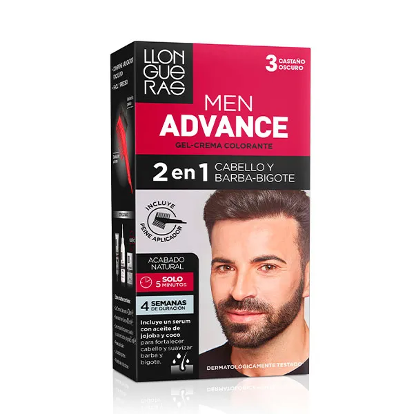 Крем-гель для окрашивания волос и бороды Men Advance Llongueras Men, цвет castaño oscuro
Крем-гель для окрашивания волос и бороды Men Advance Llongueras Men, цвет castaño oscuro