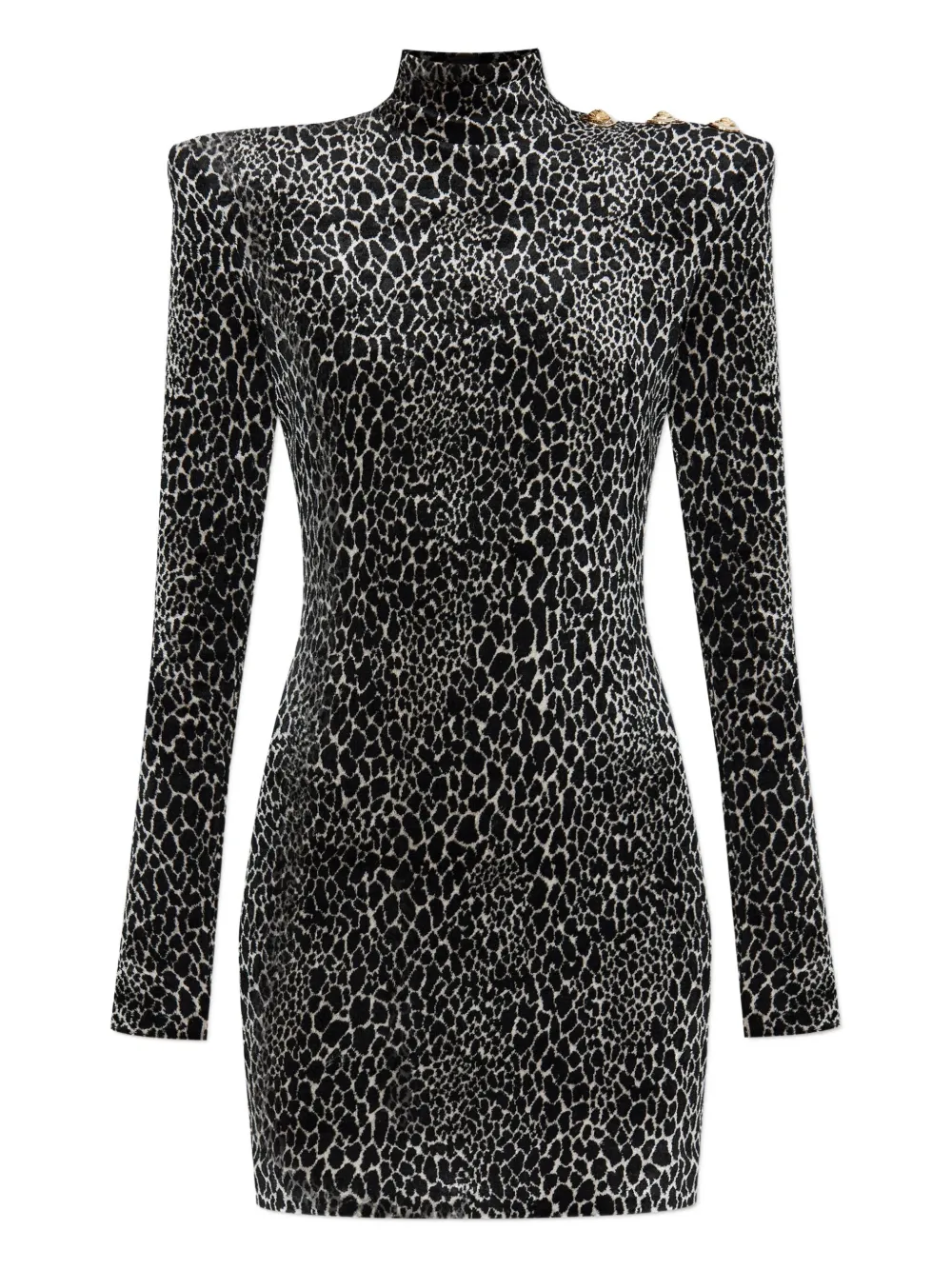 Платье с объемными плечами и анималистичным принтом Balmain, черный
Платье с объемными плечами и анималистичным принтом Balmain, черный