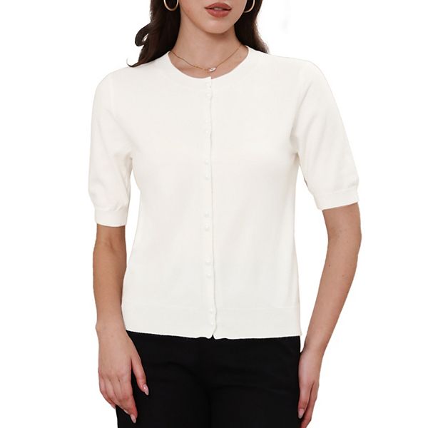 Женский кардиган на пуговицах с коротким рукавом и круглым вырезом Inspire Chic, White
Женский кардиган на пуговицах с коротким рукавом и круглым вырезом Inspire Chic, White