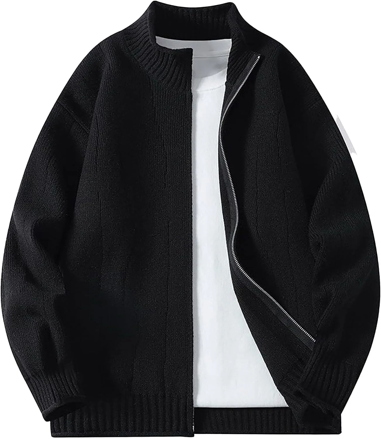 Мужской вязаный кардиган на молнии с длинными рукавами и стойкой, однотонный, теплый, уютный, плюс сайз
Мужской вязаный кардиган на молнии с длинными рукавами и стойкой, однотонный, теплый, уютный, плюс сайз