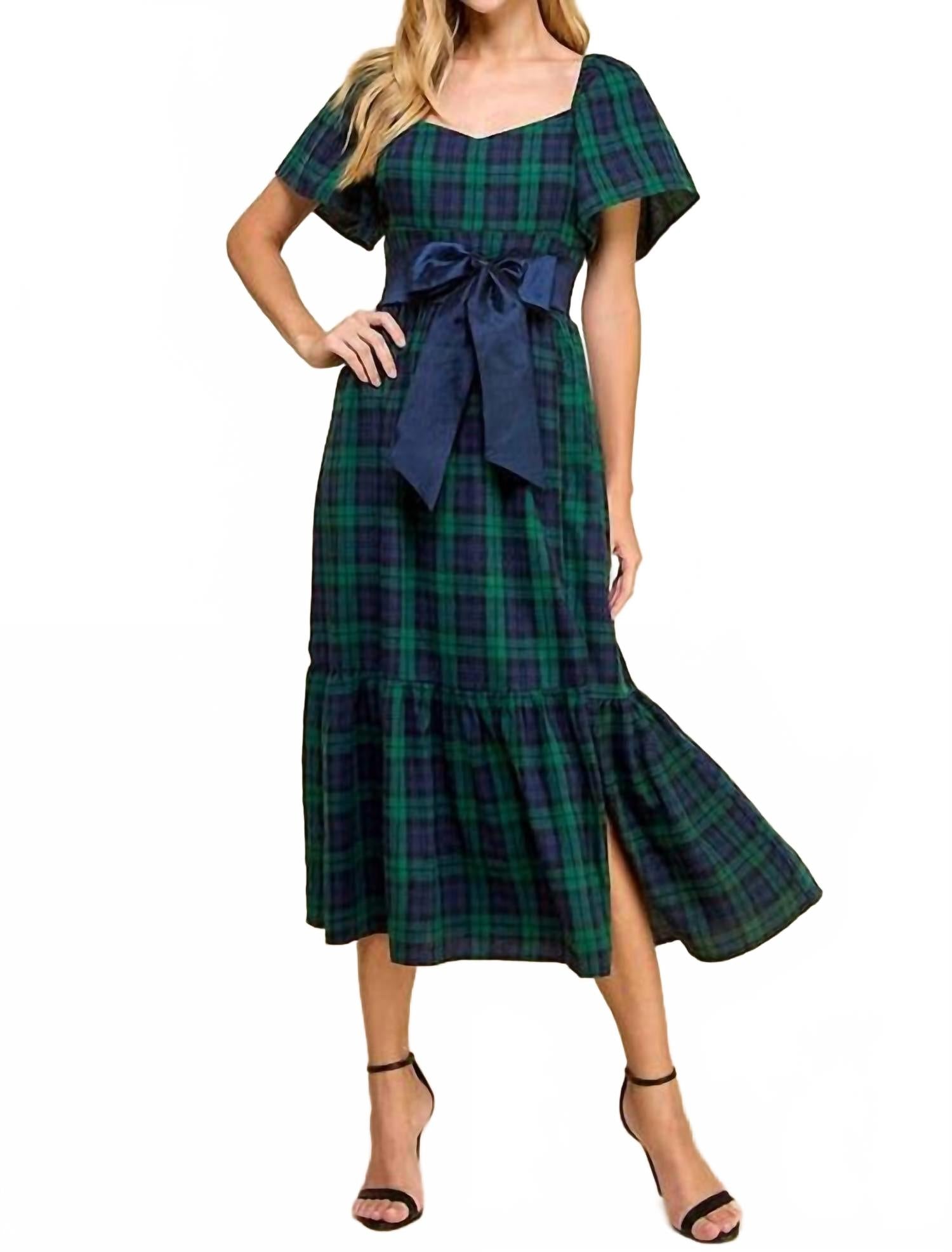 Countryside Chic Plaid Midi In Green TCEC 
Countryside Chic Plaid Midi In Green TCEC