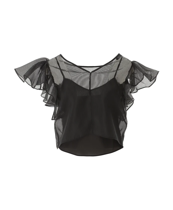 Топ с оборками с бала Met Gala Karl Lagerfeld, черный
Топ с оборками с бала Met Gala Karl Lagerfeld, черный