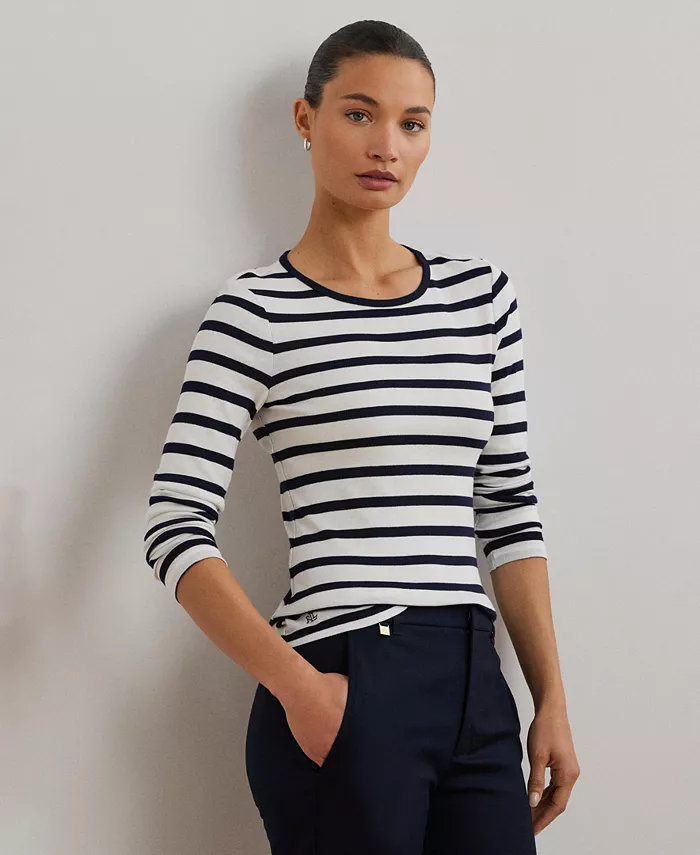 Футболка с длинным рукавом Stretch Lauren Ralph Lauren, белый 
Футболка с длинным рукавом Stretch Lauren Ralph Lauren, белый